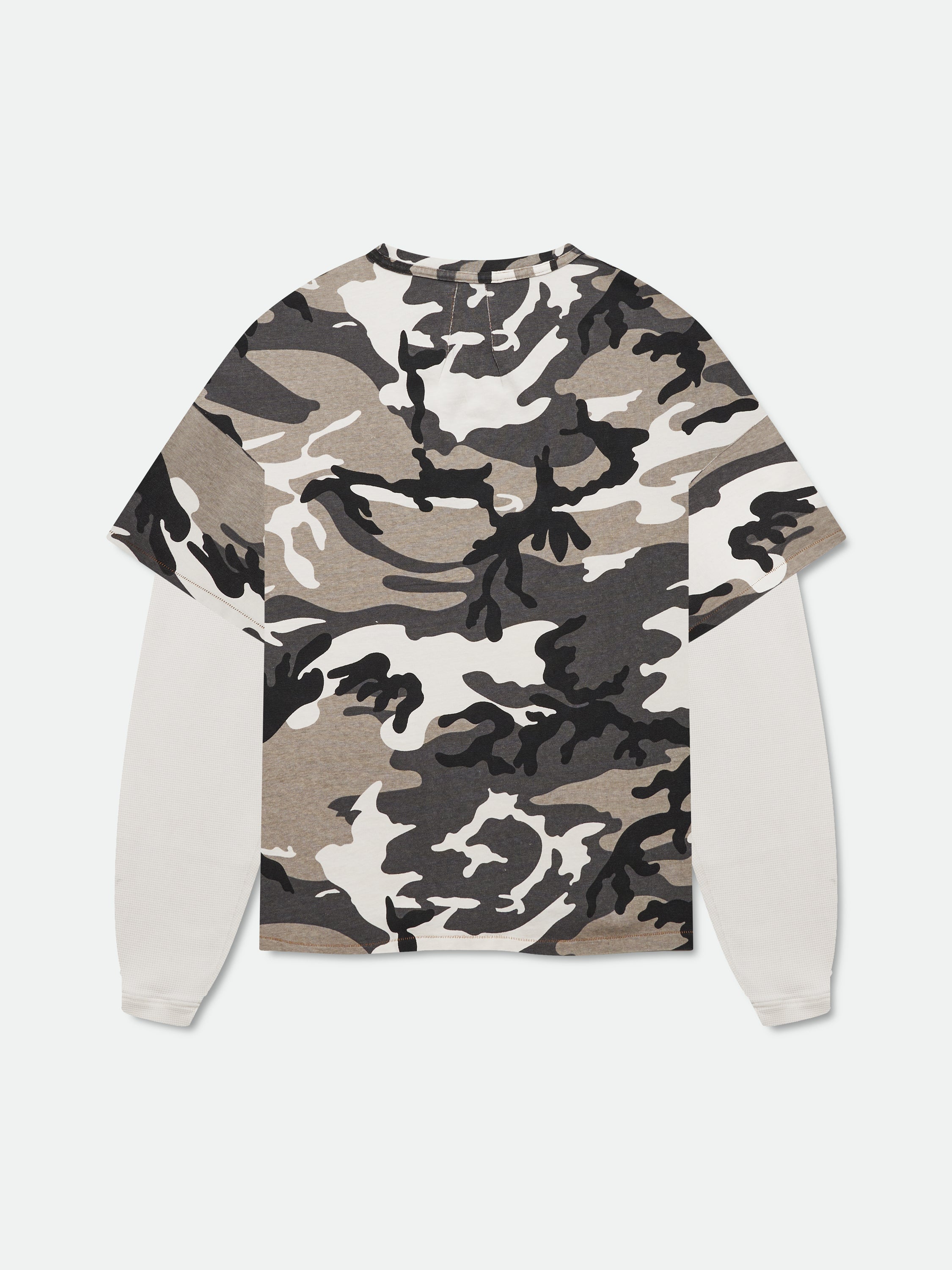 CAMO DOUBLE-LAYERED TEE - MULTI GREY
