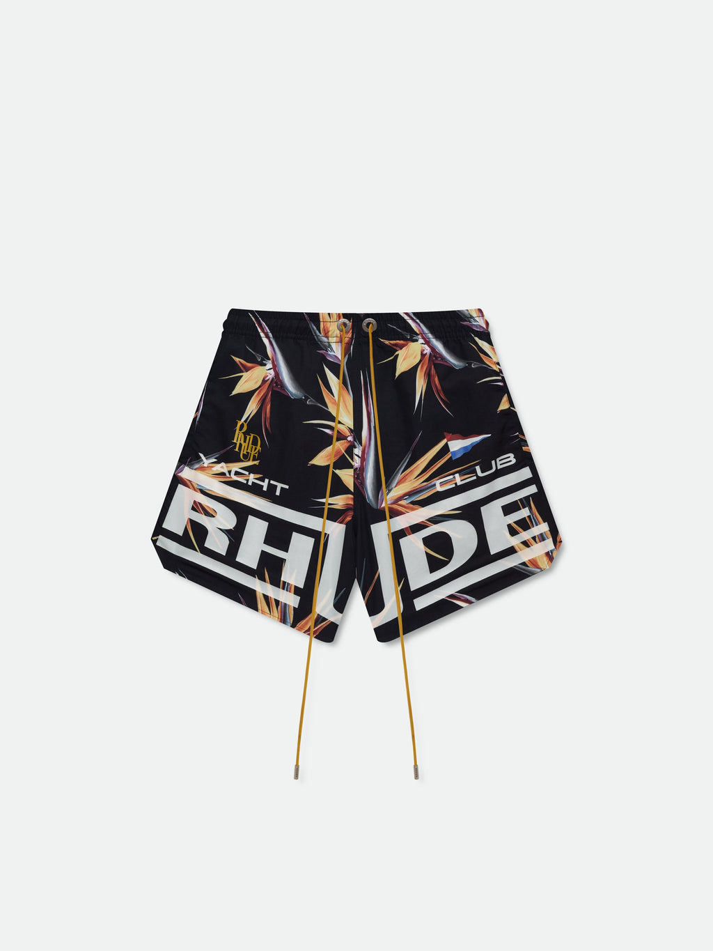 RHUDE REGATTA CLUB HAWAIIAN SWIM SHORT - BLACK \/ WHITE
