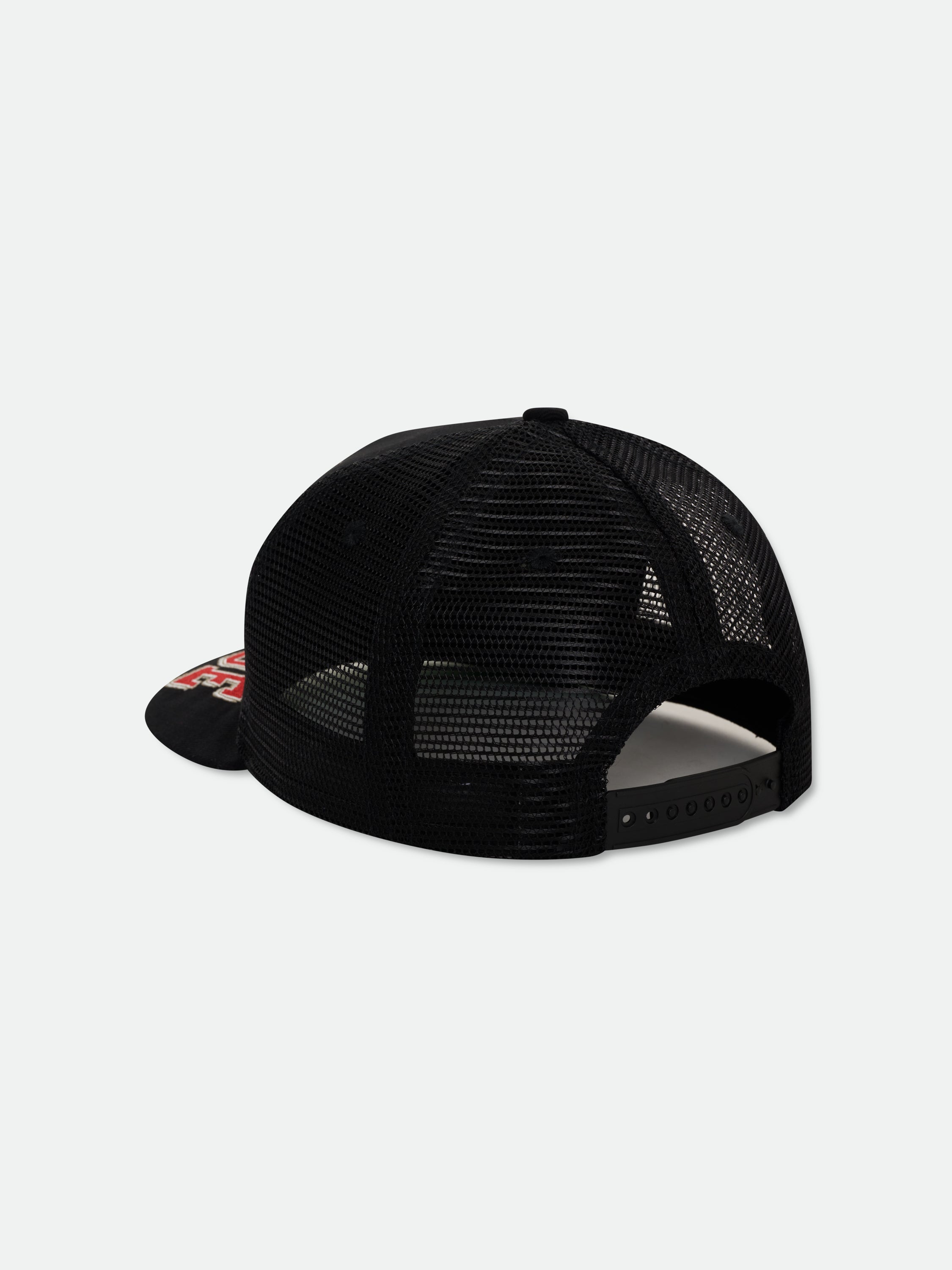 SAUSALITO CREST TRUCKER HAT - BLACK \/ WHITE \/ RED