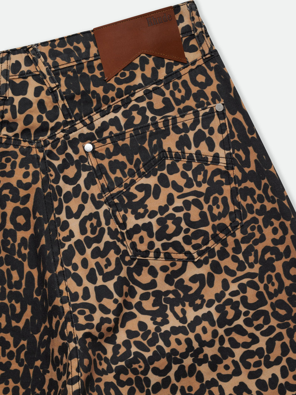 LEOPARD TRAXEDO BAGGY SHORT - BLACK\/TAN
