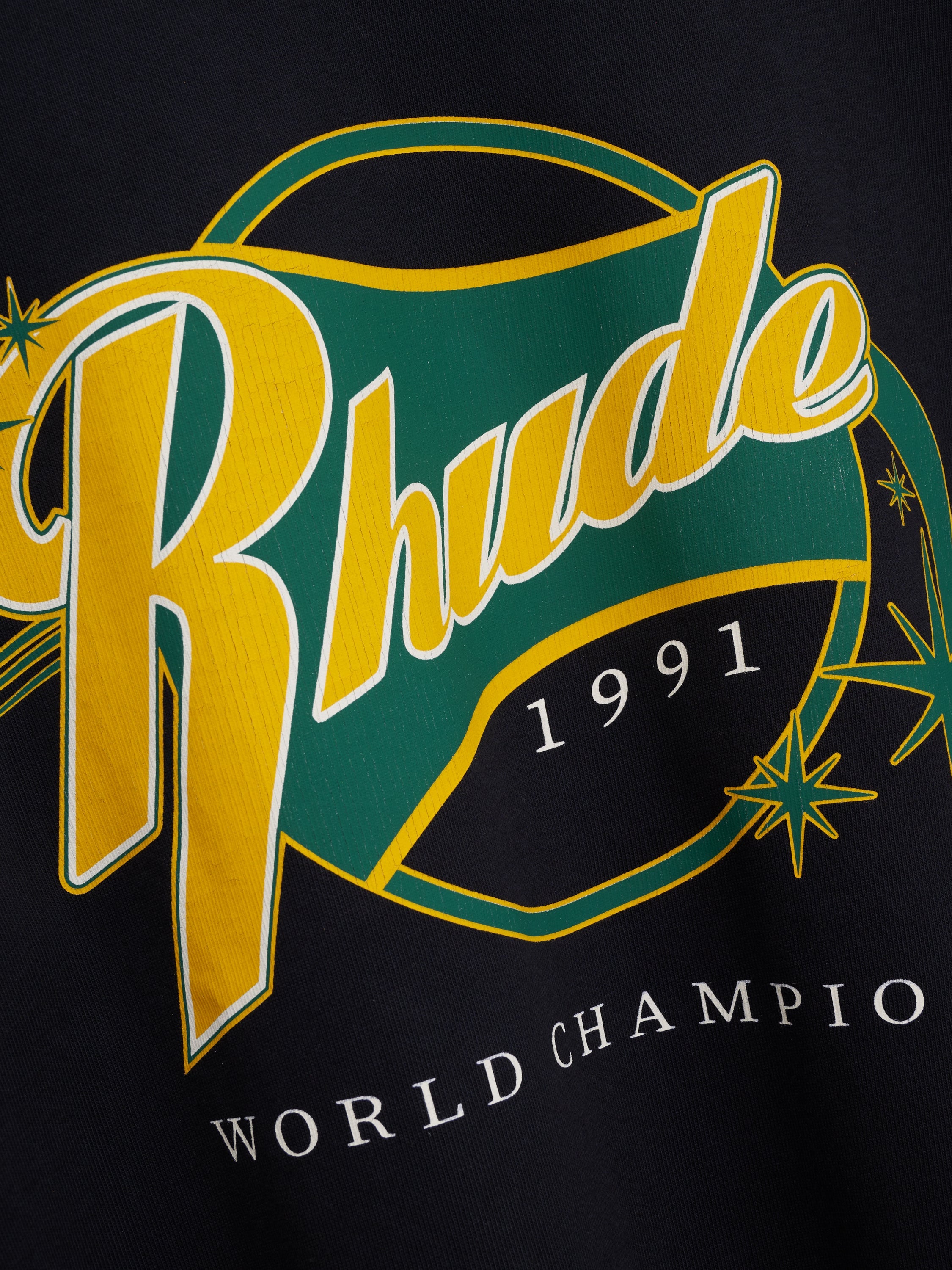 RHUDE FULL COUNT TEE - VINTAGE BLACK \/ YELLOW \/ GREEN