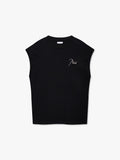 CLASSIQUE CUTOFF SLEEVE TEE - BLACK WHITE