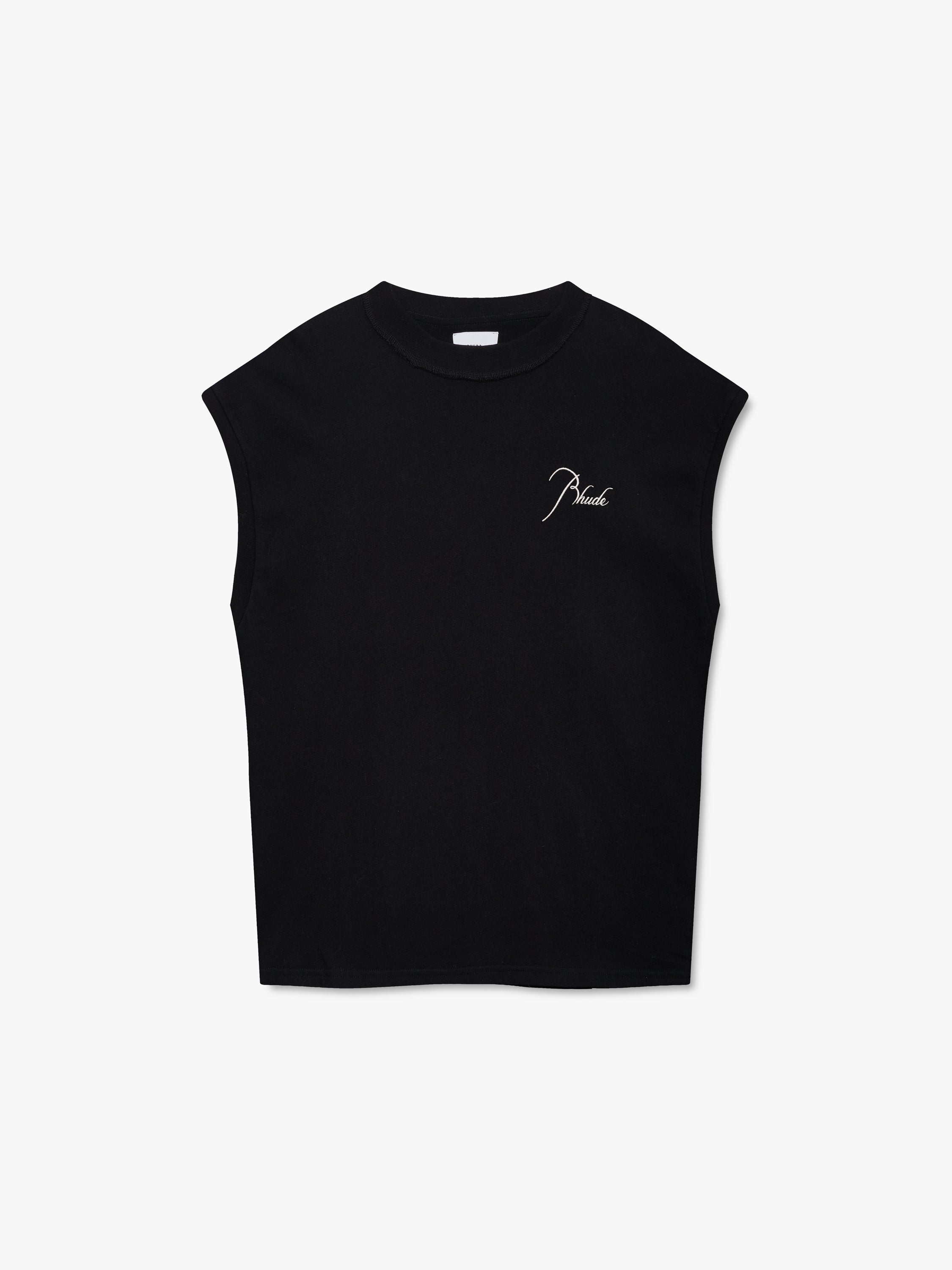 CLASSIQUE CUTOFF SLEEVE TEE - BLACK WHITE