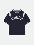 RHUDE LIGHTNING RINGER JERSEY TEE - NAVY\/WHITE