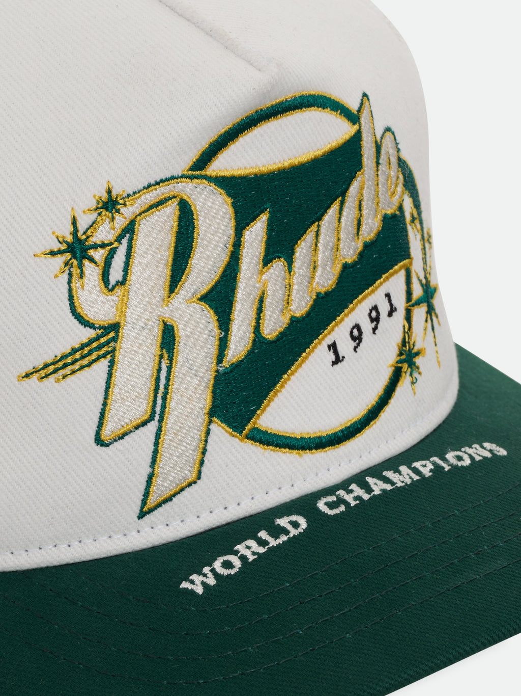 RHUDE FULL COUNT HAT - WHITE \/ GREEN \/ YELLOW