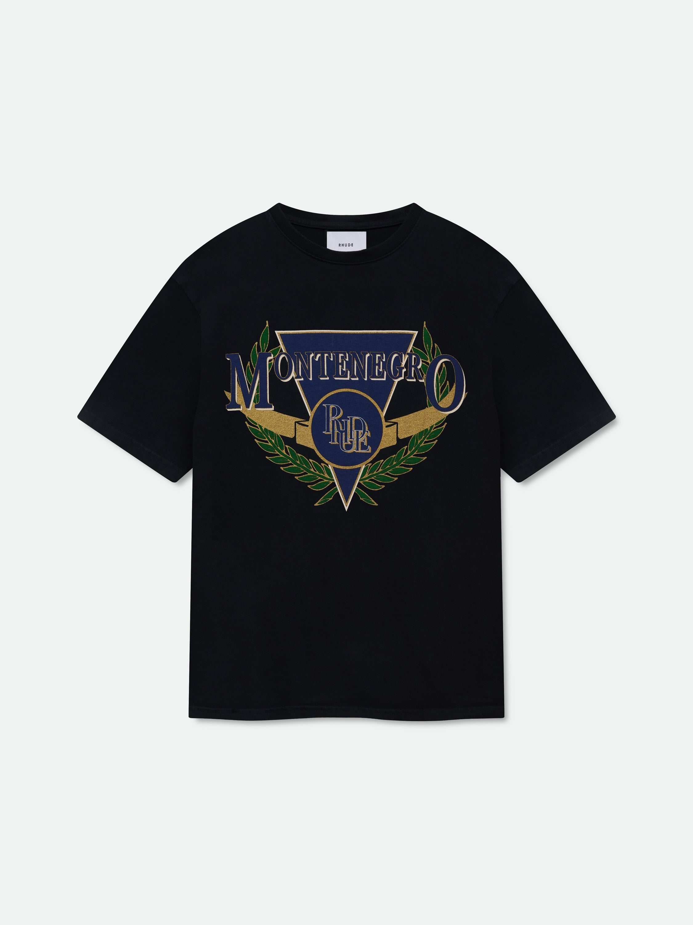 MONTENEGRO REGATTA TEE - VINTAGE BLACK\/ NAVY\/ GREEN