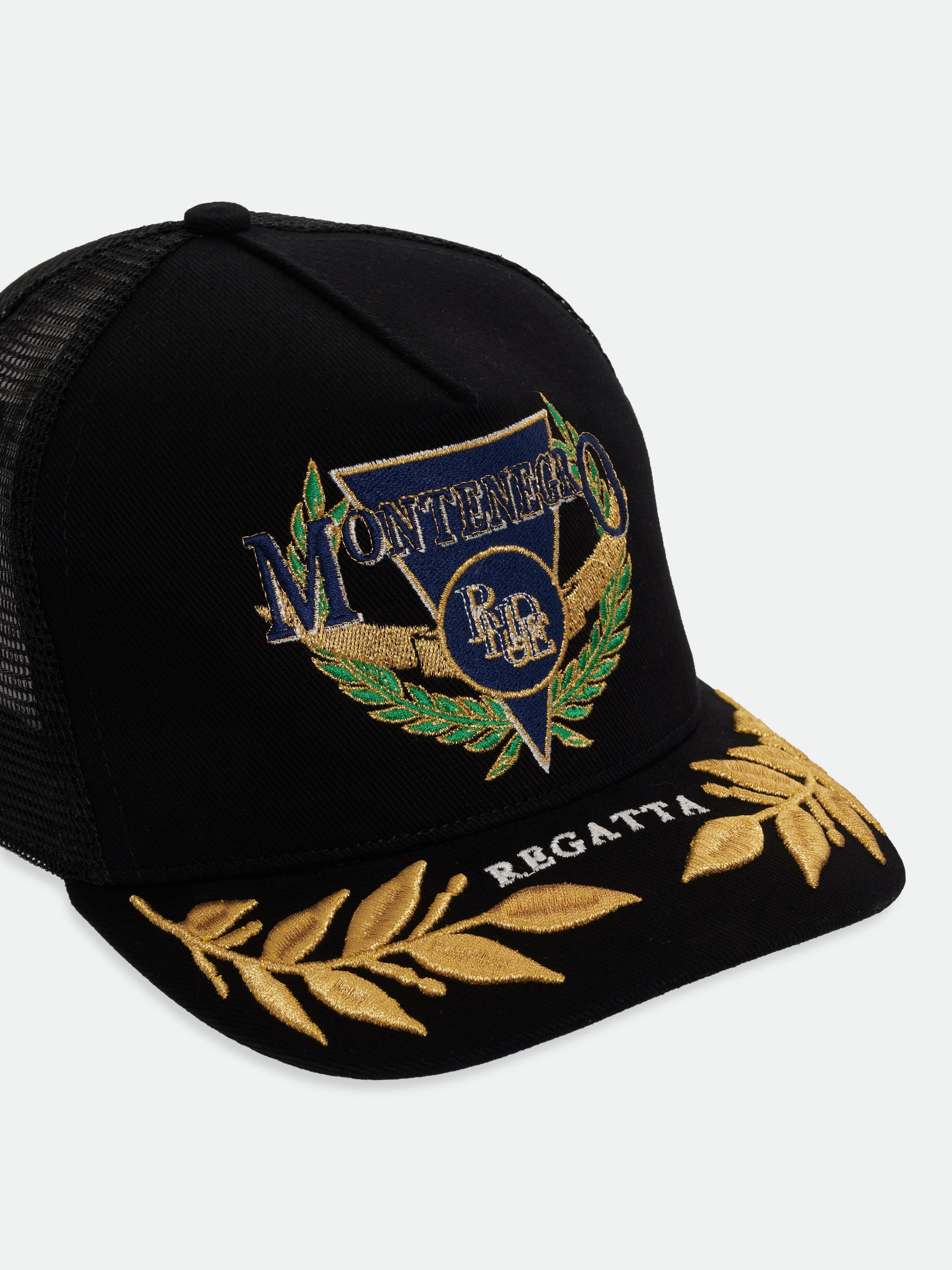 MONTENEGRO REGATTA TRUCKER HAT - BLACK \/ NAVY \/ GOLD