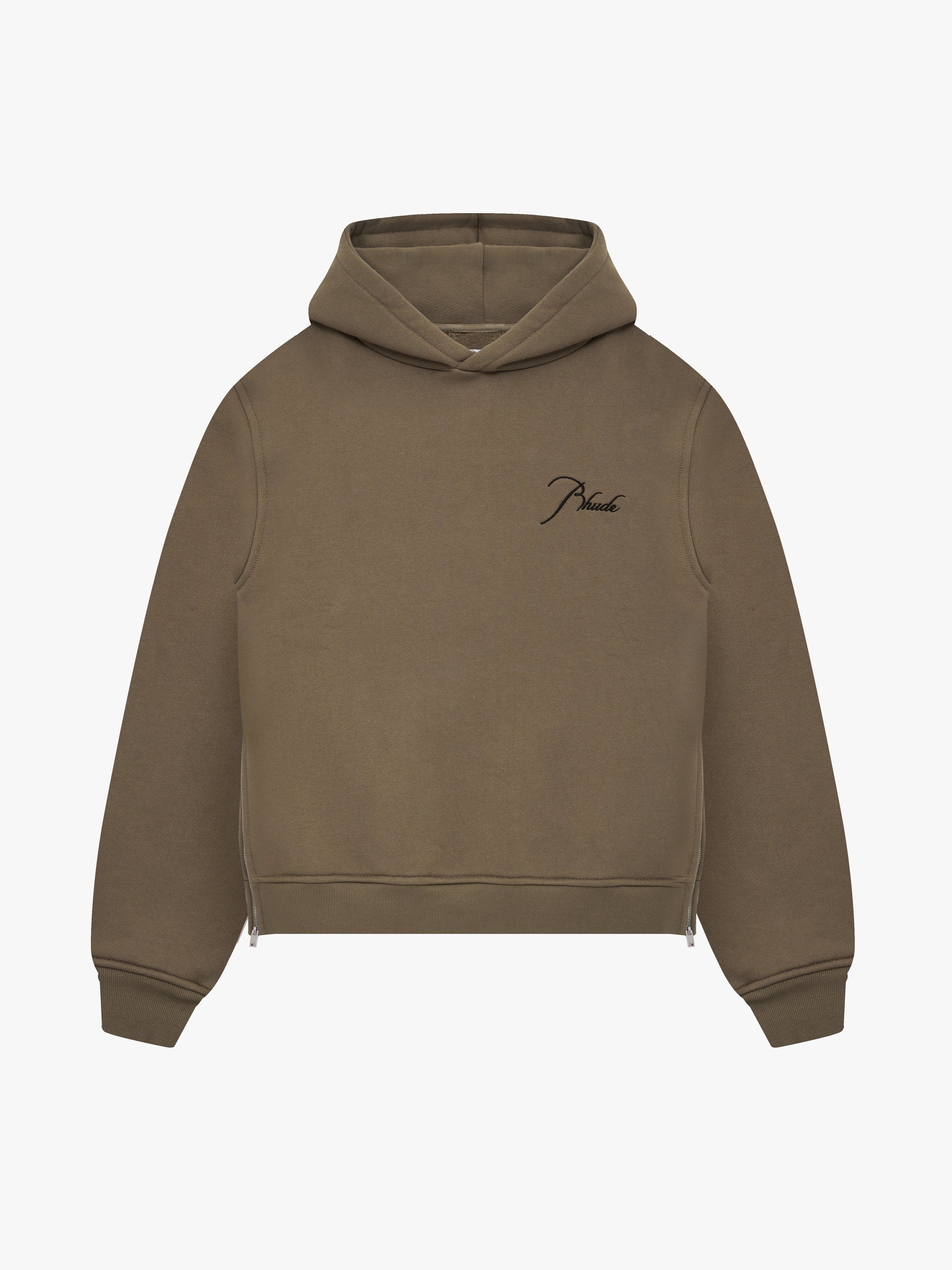 CLASSIQUE SIDE ZIP PULLOVER HOODIE - MOSS