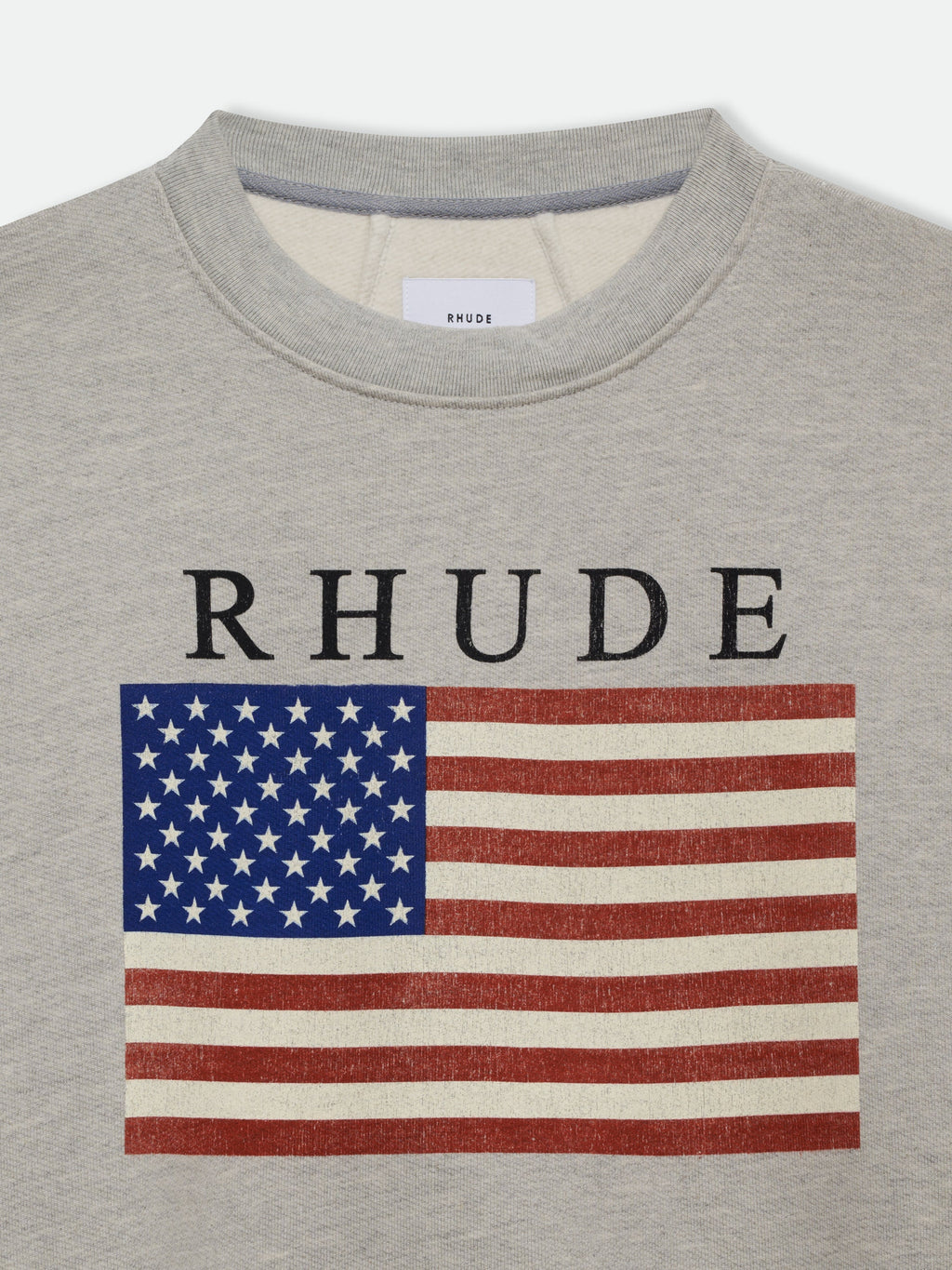 USA FLAG CREWNECK - HEATHER GREY