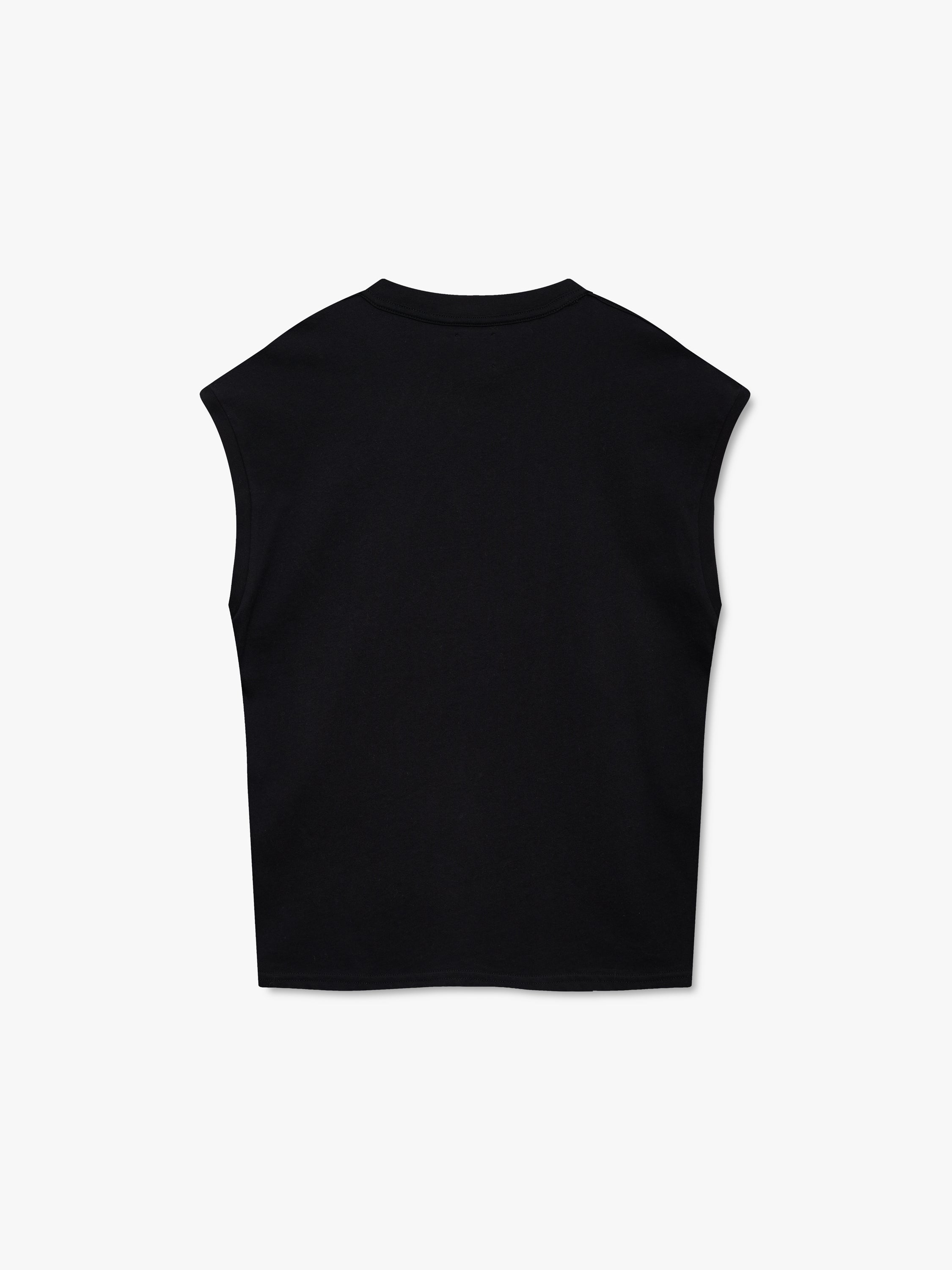 CLASSIQUE CUTOFF SLEEVE TEE - BLACK WHITE
