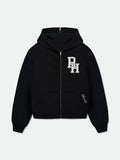 ZIPPERED HOOD LUNDUN JACKET - BLACK\/WHITE