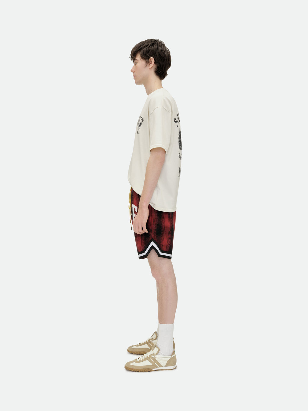 FLANNEL RHUDE COLLEGIATE COURT LOGO SHORT - RED\/BLACK