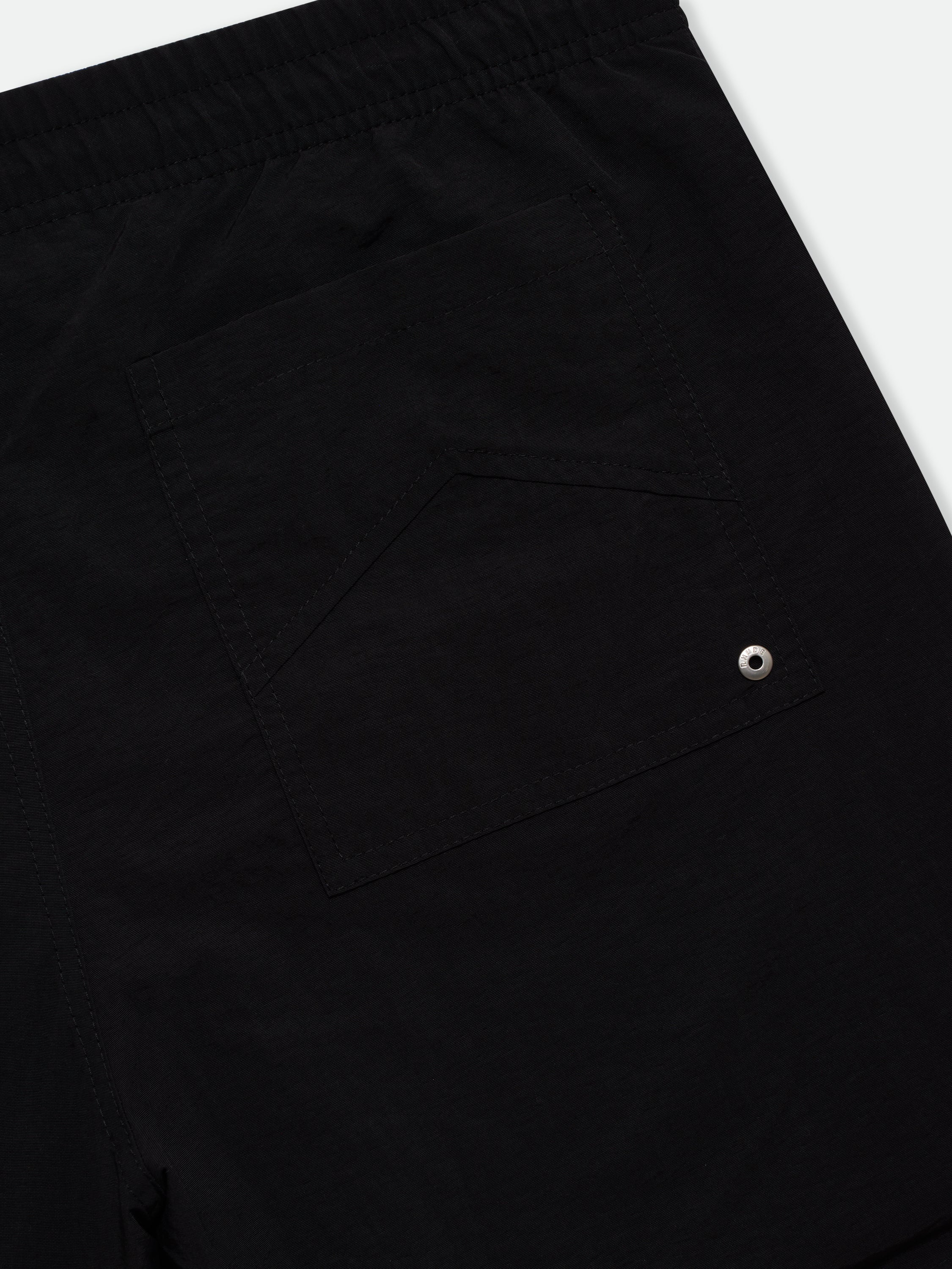 RHUDE LOGO SWIM TRUNKS - BLACK \/ WHITE