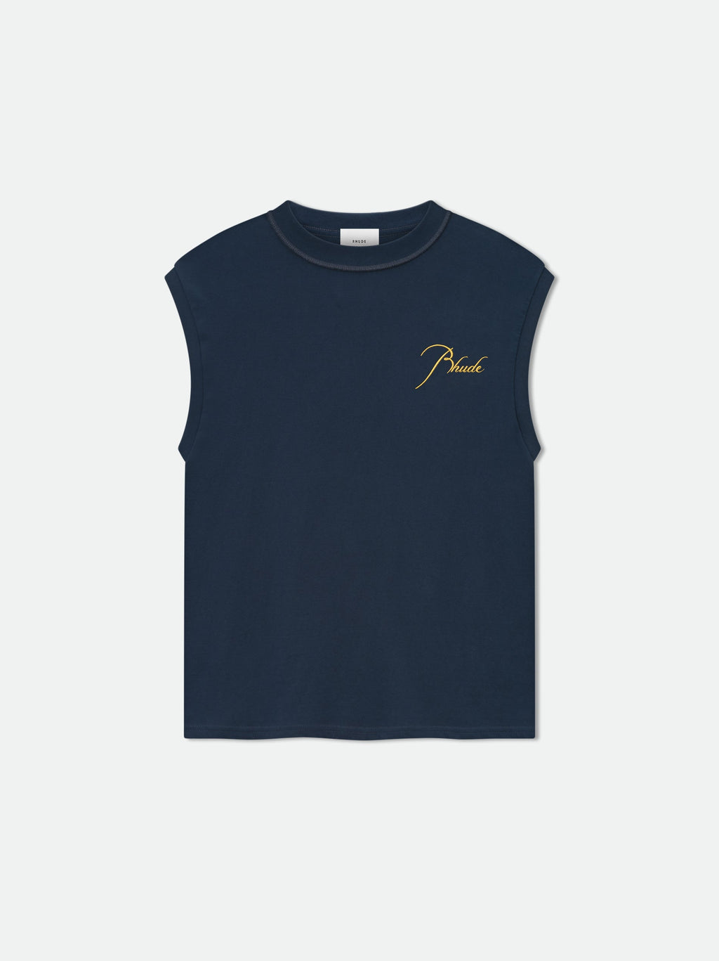 CLASSIQUE CUTOFF SLEEVE TEE - NAVY\/YELLOW