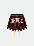 FLANNEL RHUDE COLLEGIATE COURT LOGO SHORT - RED\/BLACK