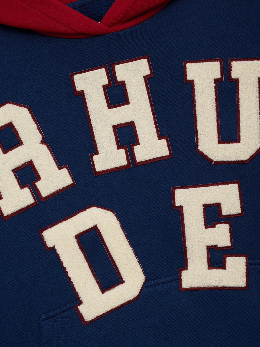 RHUDE CHENILLE PATCH LOGO HOODIE - NAVY\/RED